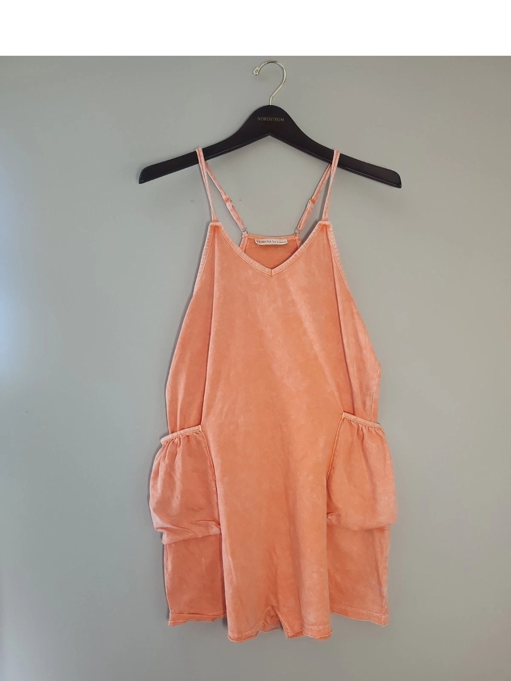 Zenana Mineral Wash Slouchy Cargo Lounge Beach Oversized Romper Sz S